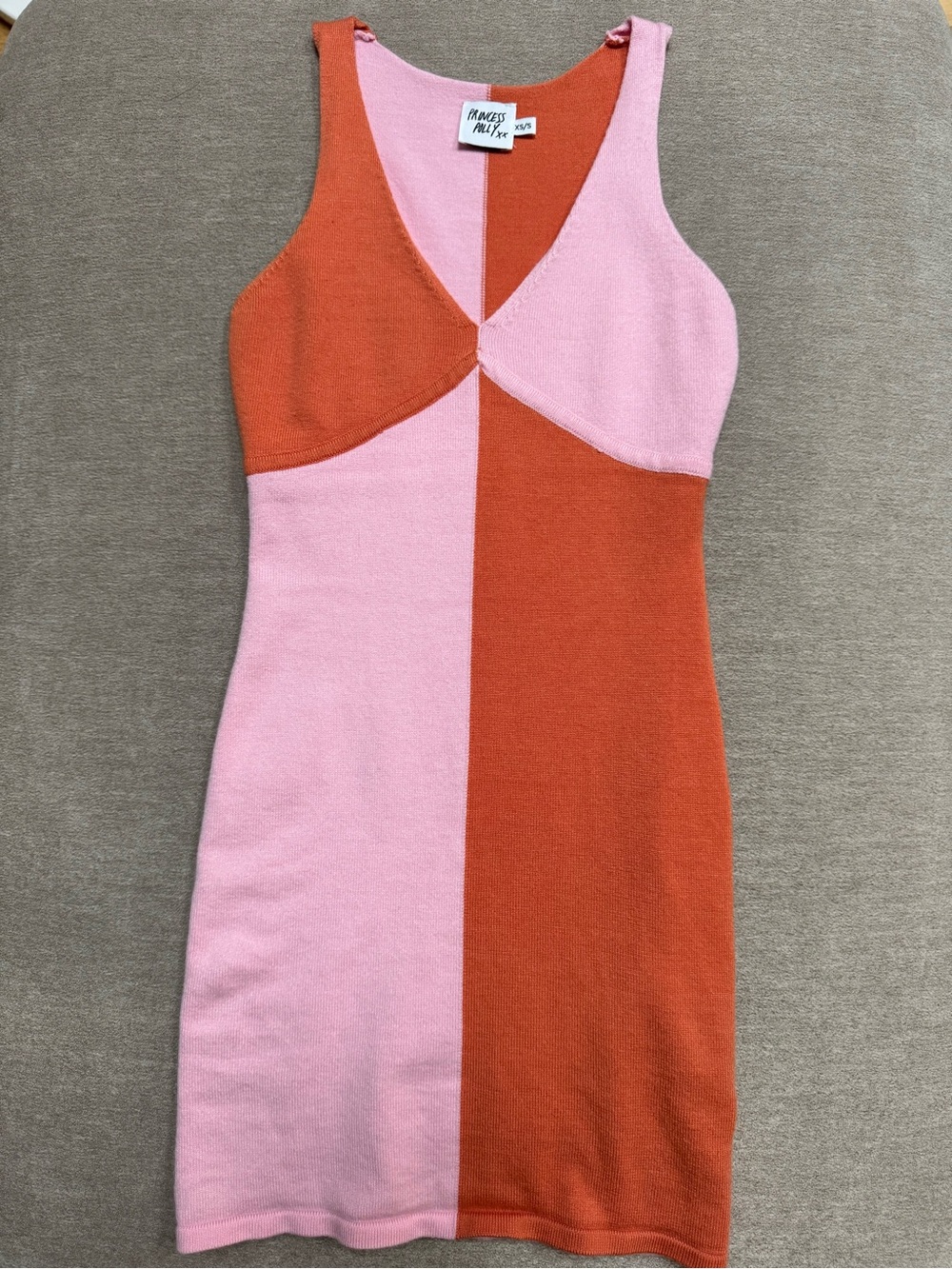 Princess Polly Pink & Orange Knit Panel Mini Dress